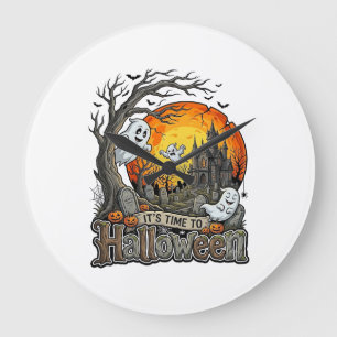 Grande Horloge Ronde Sa Maison Hantée Halloween Cimetière Effrayant