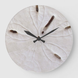 Grande Horloge Ronde Sable Dollar Coastal White Grey Trendy Cool