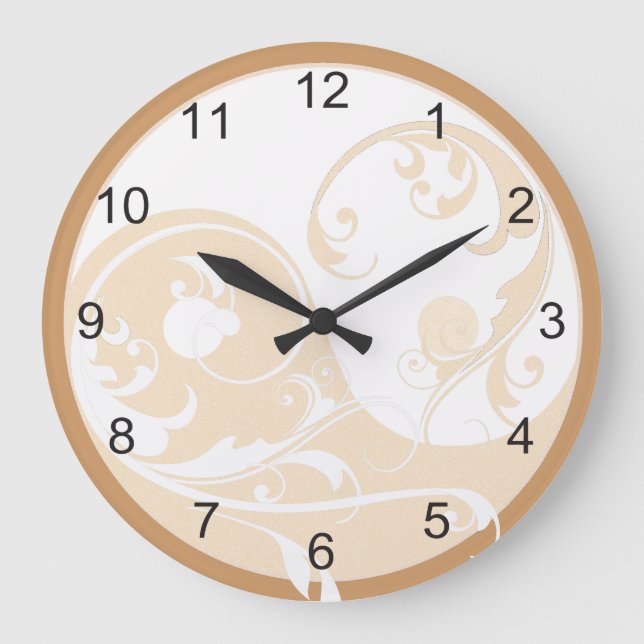 Grande Horloge Ronde Sable et blanc Yin & Yang (Recto)