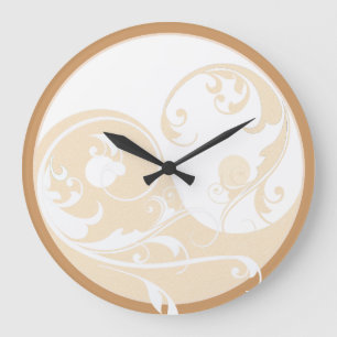 Grande Horloge Ronde Sable et blanc Yin & Yang