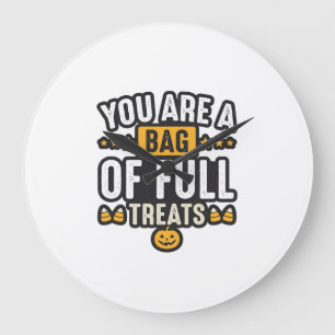 Grande Horloge Ronde Sac de friandises d'Halloween Dessin vectoriel vin