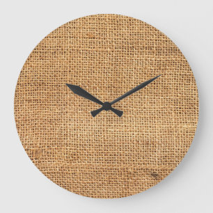 Grande Horloge Ronde Sacoche Burlap Brown : Arrière - plan de tissu tex