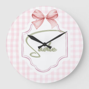 Grande Horloge Ronde Sadie personnalisée bébé fille infirmière Bow&En v