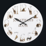 Grande Horloge Ronde  Safari Animals Jungle Numbers<br><div class="desc">This design may be personalized in the area provided by changing the photo and/or text. Or it can be customized by clicking Personalize this Template and then choosing the click to customize further option and delete or change the color of the background, add text, change the text color or style,...</div>