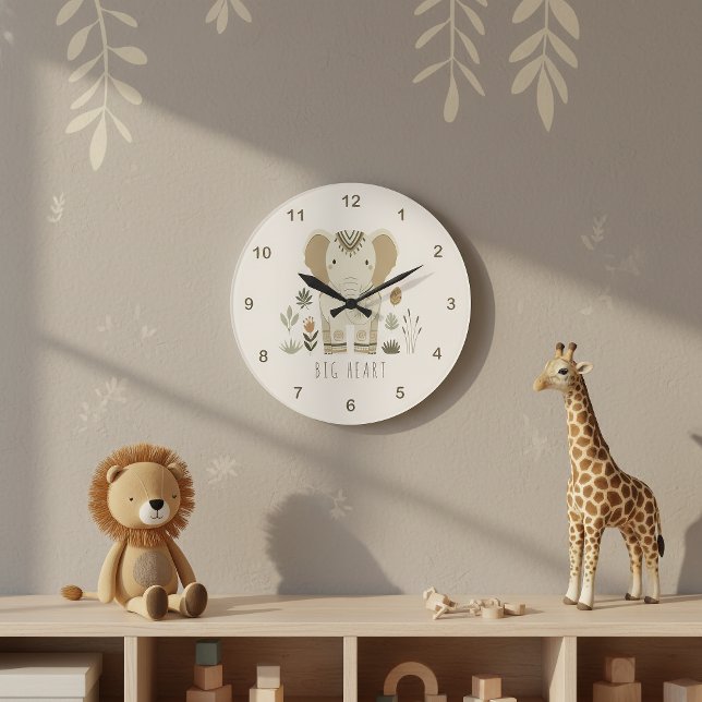 Grande Horloge Ronde Safari Portrait Elephant Ivory ID1264 (Créateur téléchargé)