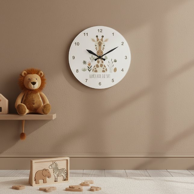 Grande Horloge Ronde Safari Portrait Giraffe Ivory ID1264 (Créateur téléchargé)