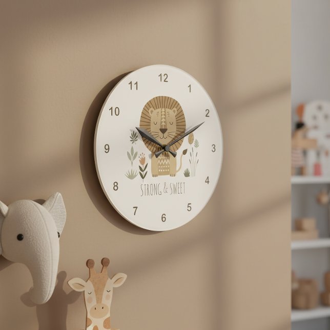 Grande Horloge Ronde Safari Portrait Lion Ivory ID1264 (Créateur téléchargé)