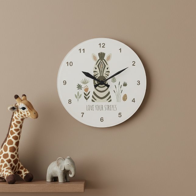 Grande Horloge Ronde Safari Portrait Zebra Ivory ID1264 (Créateur téléchargé)