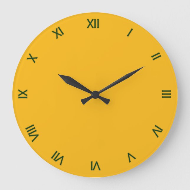 Grande Horloge Ronde Saffron uni jaune / or avec chiffres romains (Recto)
