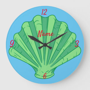 Grande Horloge Ronde Sage Green Scallop Shell Thunder_Cove