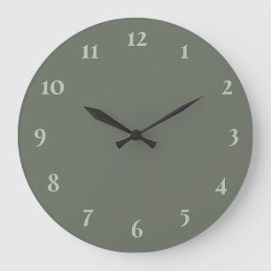Grande Horloge Ronde Sage vert simple
