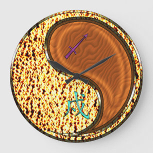 Grande Horloge Ronde Sagittaire & Chien de Bois