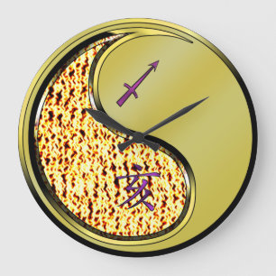 Grande Horloge Ronde Sagittaire & Métal Sanglier