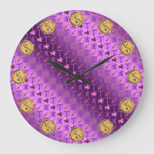 Grande Horloge Ronde Sagittaire & Sanglier de Feu