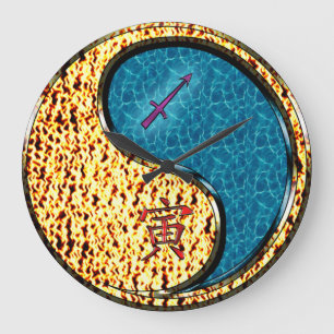 Grande Horloge Ronde Sagittaire & Tigre d'eau