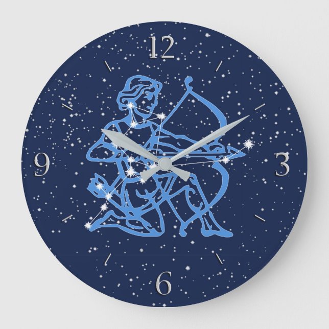 Grande Horloge Ronde Sagittarius Constellation & Zodiac Signe avec étoi (Recto)