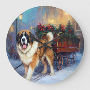 Grande Horloge Ronde Saint Bernard Christmas Festive