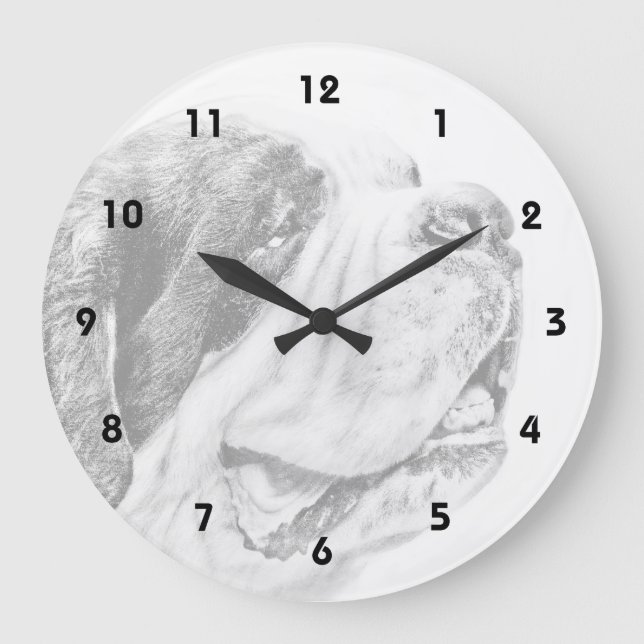 Grande Horloge Ronde Saint Bernard dog art (Recto)