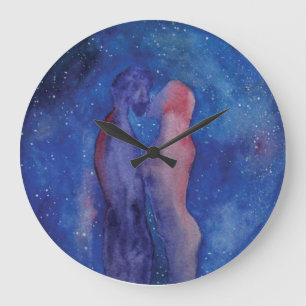 Grande Horloge Ronde Saint Valentin Kiss couple art Round (Grande horlo