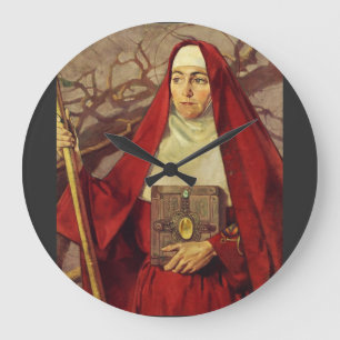 Grande Horloge Ronde Sainte Brigitte de Kildare Flamme Celtique Art Sac