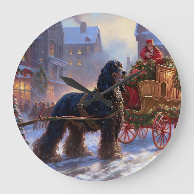 Grande Horloge Ronde Saison de Noël Cocker Spaniel (Recto)