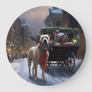 Grande Horloge Ronde Saison de Noël du American Staffordshire