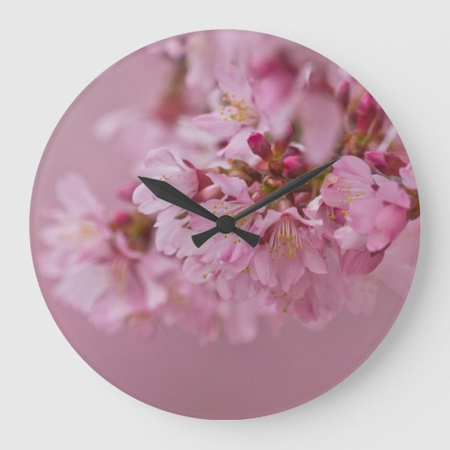 Grande Horloge Ronde Sakura Cherry Blossoms rose pâle Réflexions (Recto)