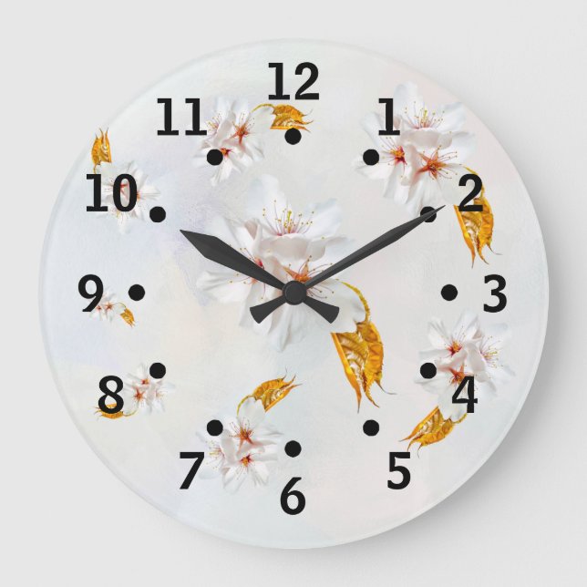 Grande Horloge Ronde Sakura - Fleur de cerisier japonaise (Recto)