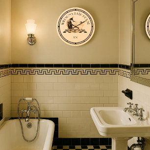 Grande Horloge Ronde Salle de bain Art Déco vintage par Gerda Wegener