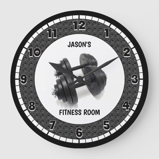 Grande Horloge Ronde Salle de fitness Gris Personnalisé (Recto)