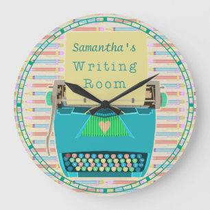 Grande Horloge Ronde Salle d'écriture de machine à écrire Auteur person