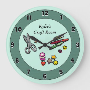 Grande Horloge Ronde Salle turquoise et Aqua Custom Scraproom ou Craft