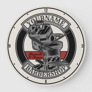 Grande Horloge Ronde Salon de coiffeur Retro Personnalisé