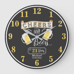 Grande Horloge Ronde Salutations et bières à 21 ans Anniversaire