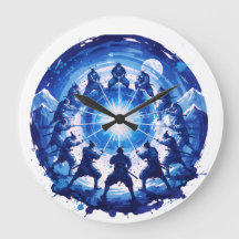 Samurai Unity Japanese Blue Ink Art Circular