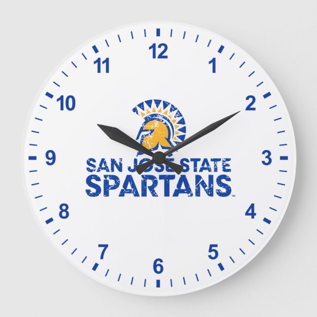 Grande Horloge Ronde San Jose State Spartans Logo Wordmark désorganisé (Recto)
