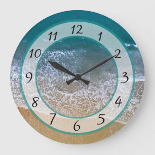 Grande Horloge Ronde Sandy Beach Shore Ocean Waves Clock