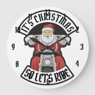Grande Horloge Ronde Santa Claus à moto