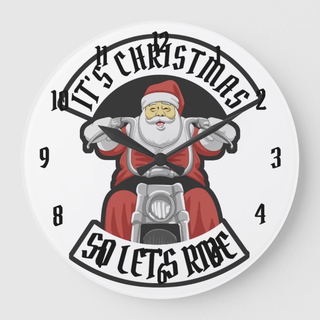 Grande Horloge Ronde Santa Claus à moto (Recto)