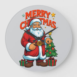 Grande Horloge Ronde Santa Claus Christmas