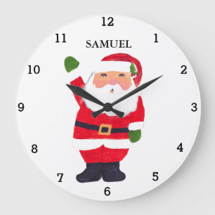 Grande Horloge Ronde Santa Claus Saint Nicholas Festive Funny Kids