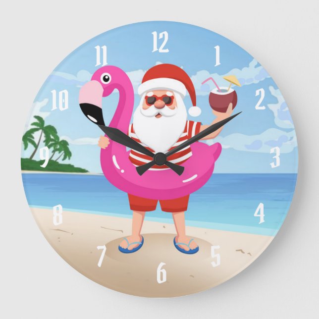 Grande Horloge Ronde Santa Claus with flamingo (Recto)