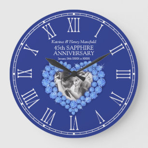Grande Horloge Ronde Sapphire blue photo heart 45th wedding anniversary
