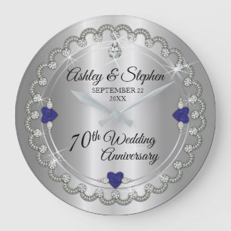 Grande Horloge Ronde Sapphire Jubilee Diamonds 70e anniversaire Mariage