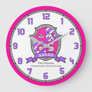 Grande Horloge Ronde Sarah lettre S nom signifiant bouclier princesse