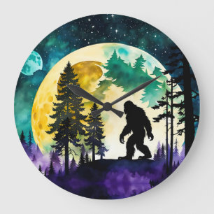 Grande Horloge Ronde Sasquatch Pleine lune sur la montagne