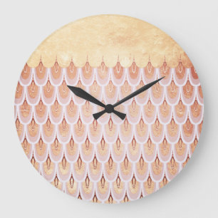 Grande Horloge Ronde Saumon brillant Parties scintillant rose Sirène éc