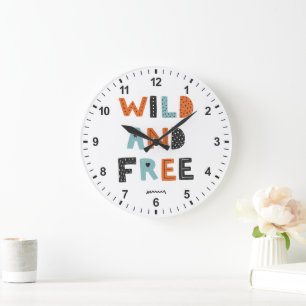 Grande Horloge Ronde Sauvage et libre   Lettres Doodle