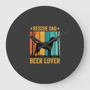 Grande Horloge Ronde Sauver Papa Amateur de Bière Chien Vintage