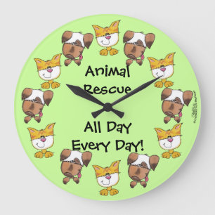 Grande Horloge Ronde Sauvetage Des Animaux Toute La Journée, Tous Les J